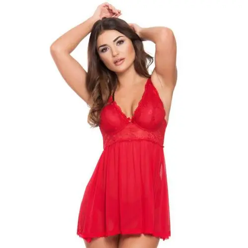 Worldgirl Love Me Red Lace Soft Cup Babydoll Set Worldgirl Love Me Red Lace Soft Cup Babydoll Set