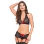 Worldgirl Black Lace Underwired Bra and Shorts Set