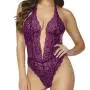 Seven 'til Midnight Sheer Purple Lace Halter Body