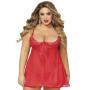 Seven 'til Midnight Plus Size Underwired 1/2 Cup Bow Back Babydoll Set