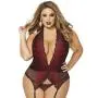 Seven 'til Midnight Plus Size Deep Plunge Suspender Chemise Set Seven 'til Midnight Plus Size Deep Plunge Suspender Chemise Set