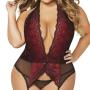 Seven 'til Midnight Plus Size Deep Plunge Suspender Chemise Set
