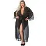 Worldgirl Plus Size Barely There Long Sheer Black Robe Worldgirl Plus Size Barely There Long Sheer Black Robe
