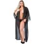 Worldgirl Plus Size Barely There Long Sheer Black Robe