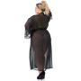 Worldgirl Plus Size Barely There Long Sheer Black Robe