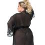 Worldgirl Plus Size Barely There Long Sheer Black Robe