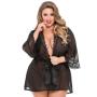 Worldgirl Plus Size Barely There Sheer Black Robe