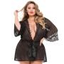 Worldgirl Plus Size Barely There Sheer Black Robe