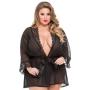 Worldgirl Plus Size Barely There Sheer Black Robe