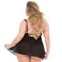 Worldgirl Plus Size Love Me Black Lace Open Cup Babydoll Set