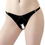 Black Level PVC Crotchless Open Back Knickers