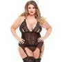 Worldgirl Plus Size Black Peek-A-Boo Merry Widow Bustier