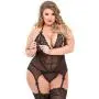 Worldgirl Plus Size Black Peek-A-Boo Merry Widow Bustier