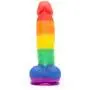 Rainbow Silicone Realistic Suction Cup Dildo with Balls 5 Inch