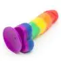 Rainbow Silicone Realistic Suction Cup Dildo with Balls 5 Inch