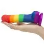 Rainbow Silicone Realistic Suction Cup Dildo with Balls 5 Inch