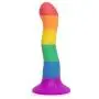 Rainbow Silicone Curved Suction Cup Dildo 6 Inch
