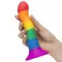 Rainbow Silicone Curved Suction Cup Dildo 6 Inch