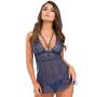 Worldgirl Late Night Liaison Blue Lace Babydoll Set