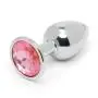 LuxGem Beginner's Metal Butt Plug with Pink Jewel 2.5 inch
