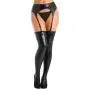 Worldgirl Black Wet Look Thigh High Stockings