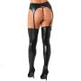 Worldgirl Black Wet Look Thigh High Stockings