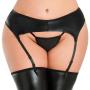 Worldgirl Plus Size Black Wet Look Thigh High Stockings