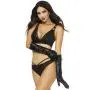 Seven 'til Midnight Wet Look Elbow-Length Gloves with Lace-Up Detail