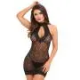 Worldgirl Black Lace Keyhole Front Mini Dress Worldgirl Black Lace Keyhole Front Mini Dress