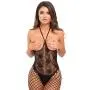 Worldgirl Black Fishnet and Lace Open Cup Crotchless Bodystocking