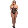 Worldgirl Plus Size Black Fishnet and Lace Crotchless Bodystocking