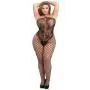 Worldgirl Plus Size Black Fishnet and Lace Crotchless Bodystocking