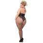 Worldgirl Plus Size Black Fishnet and Lace Crotchless Bodystocking