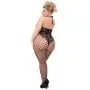 Worldgirl Plus Size Black Fishnet and Lace Crotchless Bodystocking