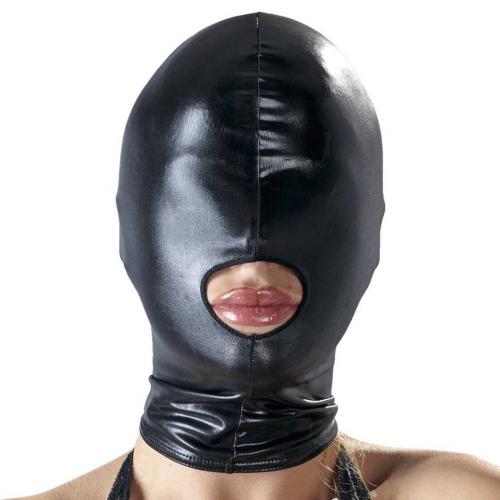 Bad Kitty Wet Look Open Mouth Bondage Hood