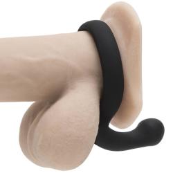 Black Velvets Silicone Cock Ring with Perineum Stimulator