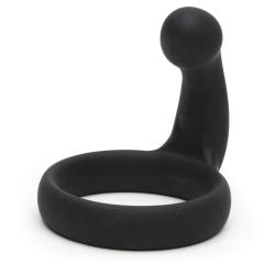 Black Velvets Silicone Cock Ring with Perineum Stimulator