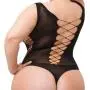 Worldgirl Plus Size Black Deep Plunge Fence Net Body