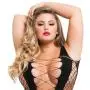 Worldgirl Plus Size Black Deep Plunge Fence Net Body