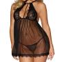 Dreamgirl Black Lace Sheer Babydoll Set