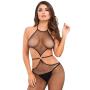 Worldgirl Black Fishnet Crotchless Cut-Out Bodystocking 