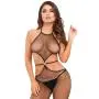 Worldgirl Black Fishnet Crotchless Cut-Out Bodystocking 