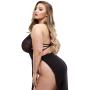 Lapdance Plus Size Black Long Lace Gown