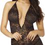 Seven 'til Midnight Black Lace Chemise Set with Gold Chain