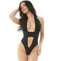 Pink Lipstick Black Deep Plunge Cut-Out Body