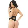 Pink Lipstick Black Deep Plunge Cut-Out Body