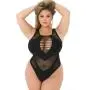 Pink Lipstick Plus Size Black Fishnet Cut-Out Body