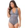 Worldgirl Grey Shimmering Criss-Cross Crotchless Lace Body Worldgirl Grey Shimmering Criss-Cross Crotchless Lace Body