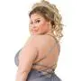 Worldgirl Plus Size Grey Shimmering Criss-Cross Lace Body
