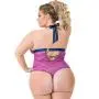 Worldgirl Plus Size Free Spirit Pink Lace Strappy Body